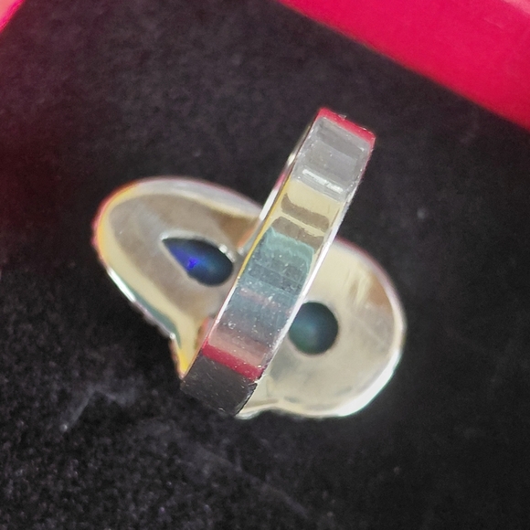 Ethiopian Opal Teardrop & Round Cut Sterling Silver Statement Ring - Picture 14 of 16